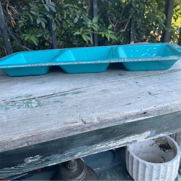 Pier 1 turquoise blue melamine appetizer serving tray - Picture 3 of 8